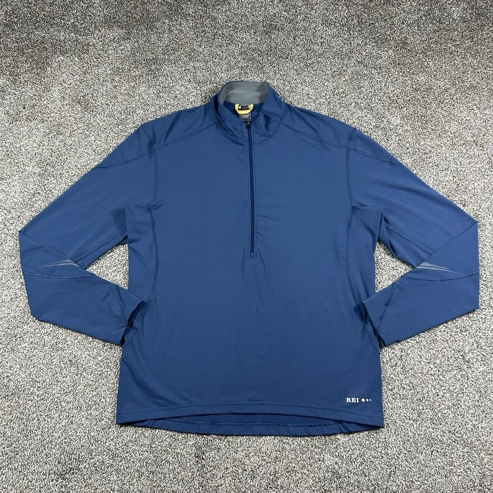 Vintage REI Co Op Jacket‎ Mens Large 1/4 Quarter Zip Pullover Blue Long Sleeve
